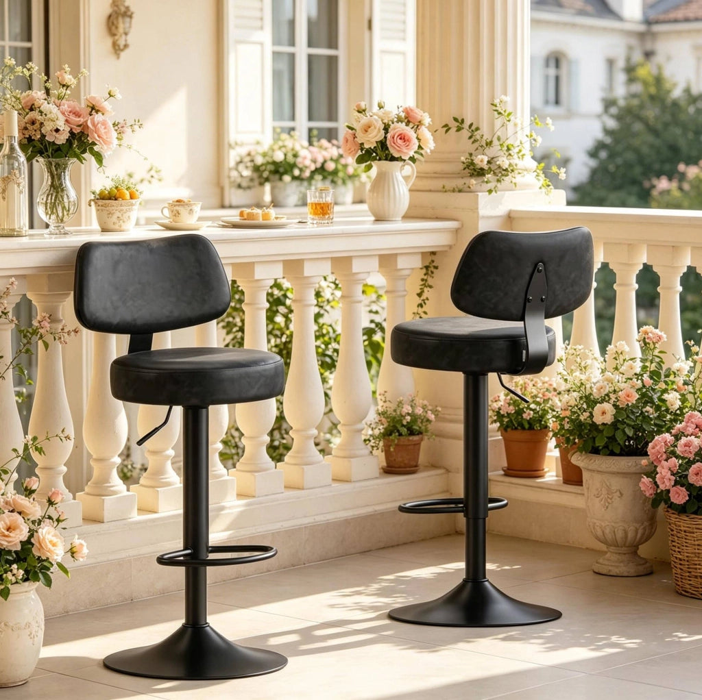 Sgabello da bar regolabile 41x41x84-109 cm in similpelle antracite, set da 2