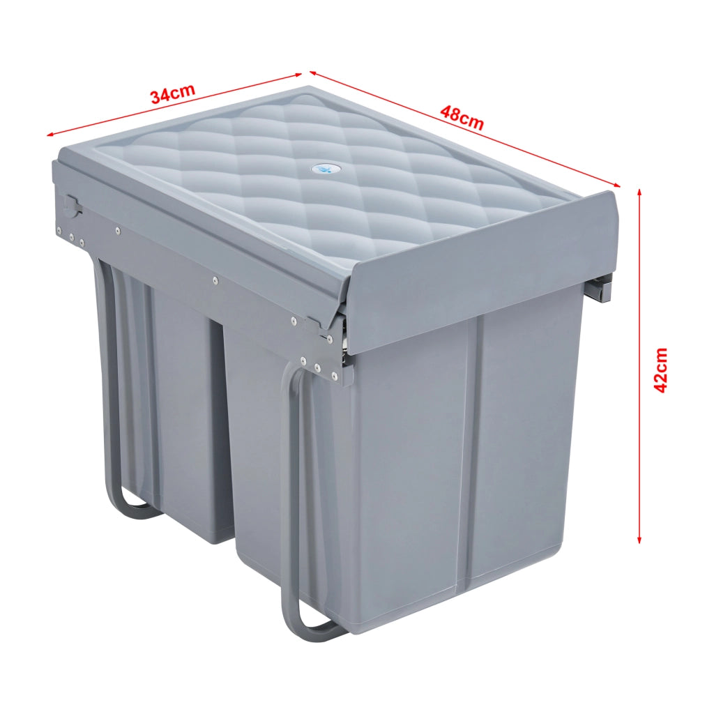 Pattumiera Estraibile Froland con 3 Bidoni Sotto Lavello 2x 10 L + 1x 20 L Grigio [en.casa]