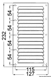 Griglia areazione inox 232 x 127 mm