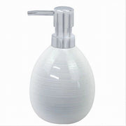 Trade Shop - Dispenser Sapone Liquido Ceramica Striato Erogatore Silver Accessori Bagno 59869 -
