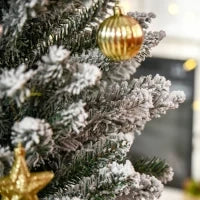 Albero di Natale Slim Artificiale 180 cm con Rami Realistici, Albero di Natale Innevato Alto e Stretto con Base Pieghevole, Verde