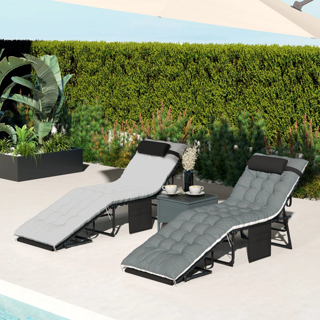 Lettino prendisole pieghevole e regolabile con cuscino ¨C zephmum ¨C grigio 60x190x31cm