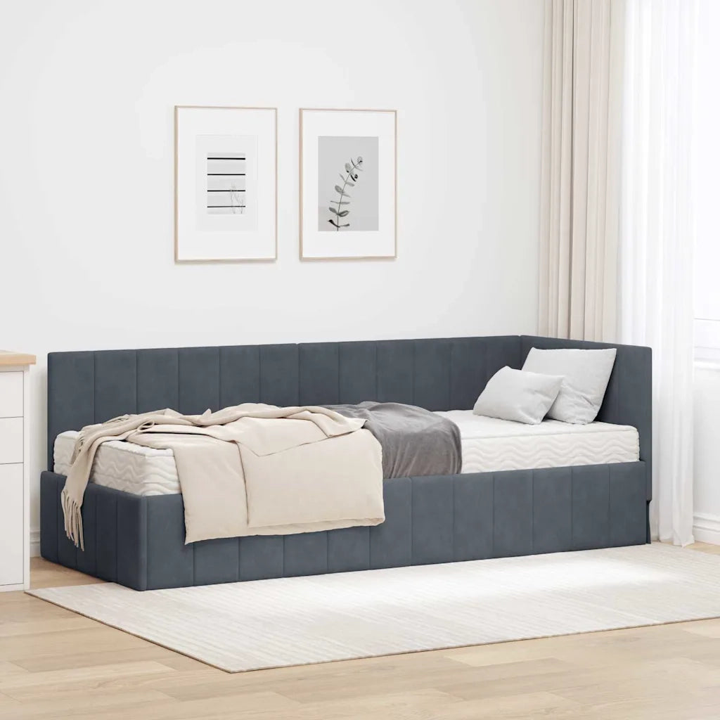 vidaXL Cornice del letto ad angolo Grigio scuro 80 x 200 cm Velluto