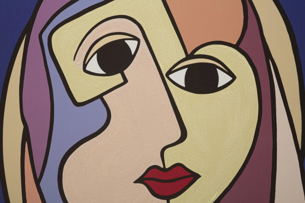 Quadro moderno, stampa dipinta 80x3x120cm Double Feces A