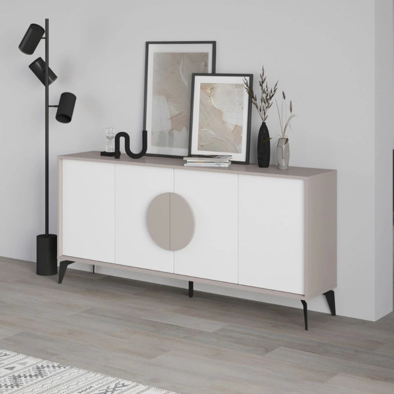 Madia Gora 180 cm struttura colore light mocha con ante bianche