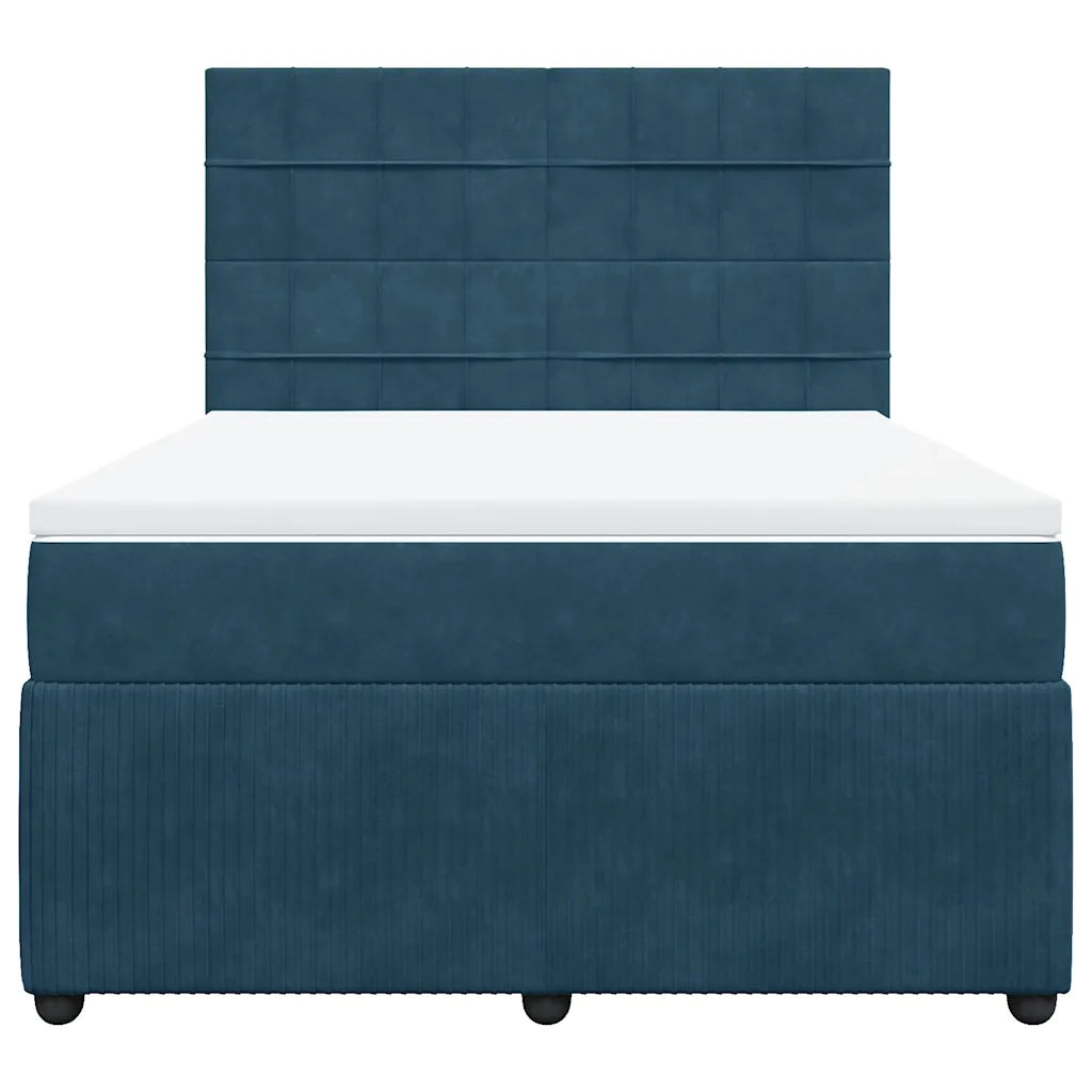 Giroletto a Molle con Materasso Blu Scuro 140x190 cm in Velluto 3292338