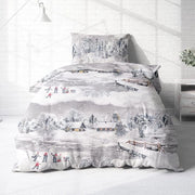 Lenzuola da letto, 135 x 200 cm, 2 pezzi, lenzuola da letto morbide con paesaggio invernale, lenzuola da letto di 100% cotone, ideali per l'inverno, 135 x 200 cm