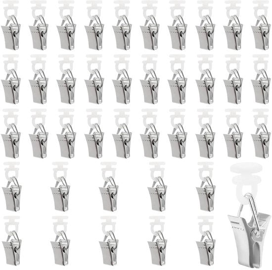 Haken per tenda 50 pezzi - Haken per tenda con ruote - Tendeclips - Clip per tende - Materiale plastico/ferro - Installazione facile - Clip per tende con ruote
