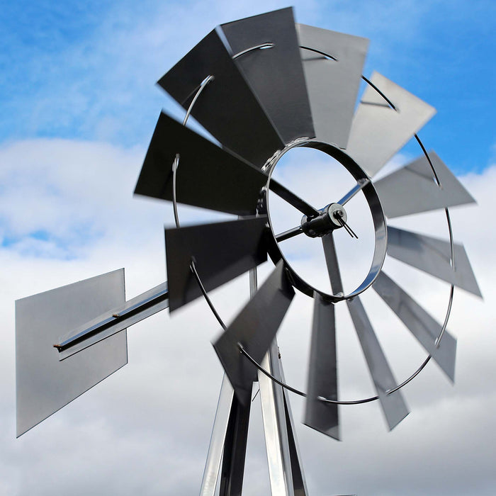 Mulino a vento da giardino stile USA, altezza 245 cm, Ruota a vento con cuscinetti a sfera