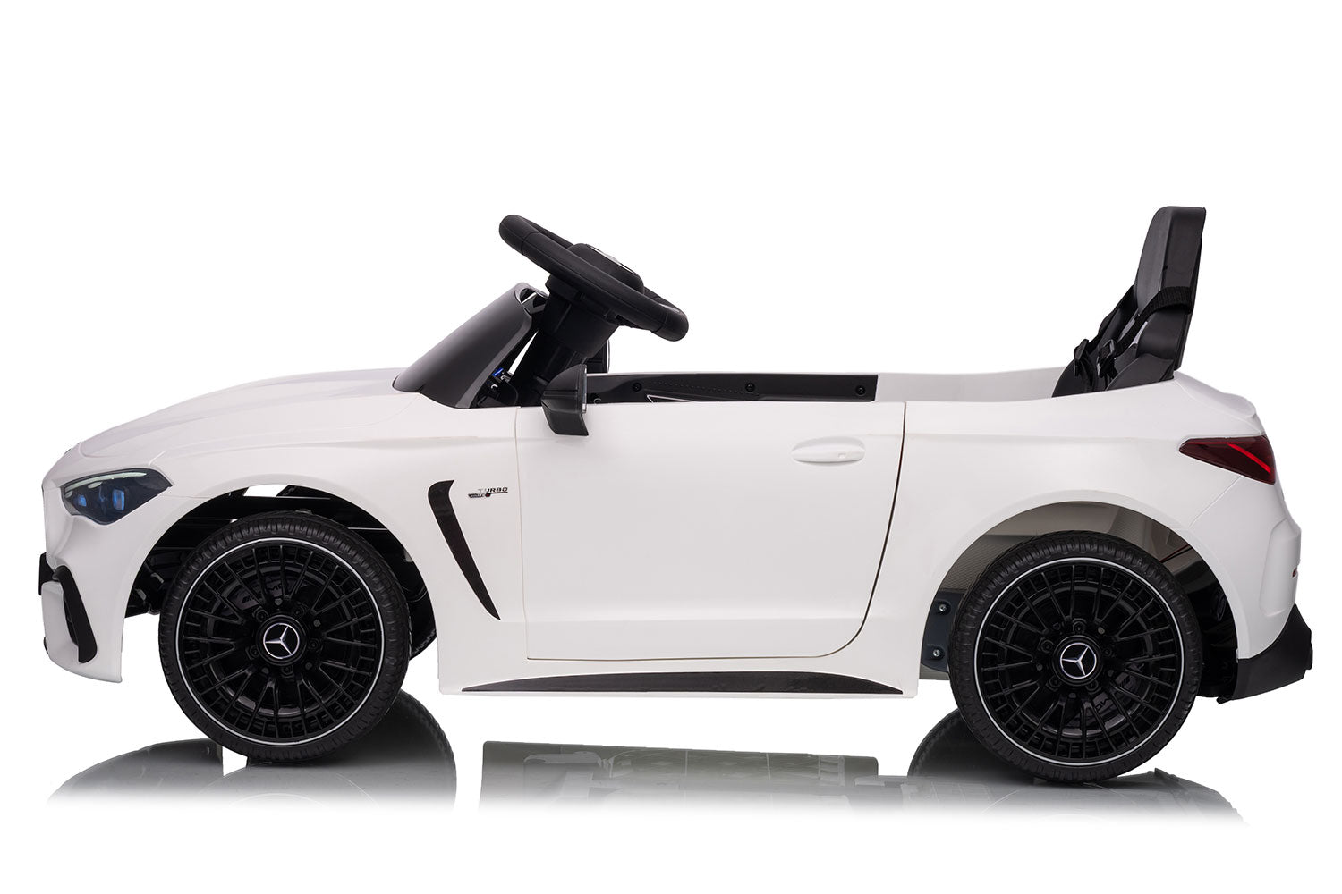 Macchina Elettrica per Bambini 12V Licenza Ufficiale Mercedes CLE53 Sedile in Pelle Bianco