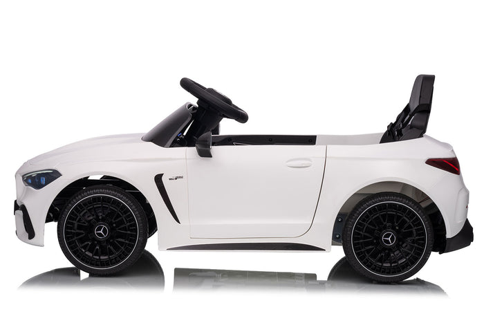 Macchina Elettrica per Bambini 12V Licenza Ufficiale Mercedes CLE53 Sedile in Pelle Bianco