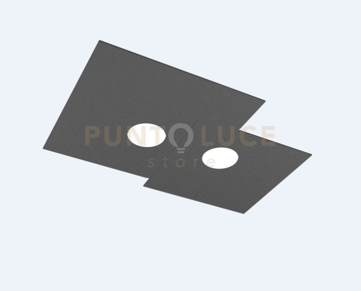 PLATE PLAFONIERA 2 LUCI GRIGIO ANTRACITE 1129-PL2 R-GA