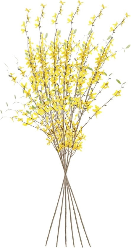 Fiori di Forsizia Artificiale - Giallo Tela - 6 Pezzi - 100 cm