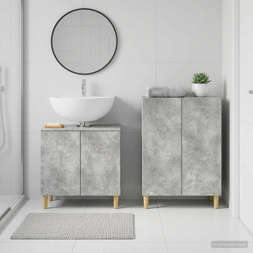 Set di Armadi da Bagno da 2 Pezzi DELFT Grigio Cemento 3417624