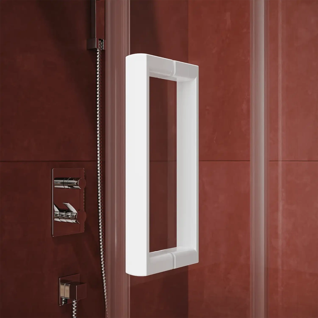 Box Doccia a Nicchia 120 cm Apertura Scorrevole. Vetro Temperato 4MM Trasparente. Maniglia in ABS e Profili in Alluminio Bianco | Maiorca