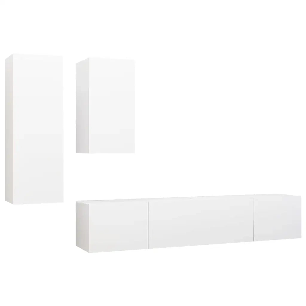 Set di Mobili Porta TV 4 pz Bianco in Legno Multistrato 3078732