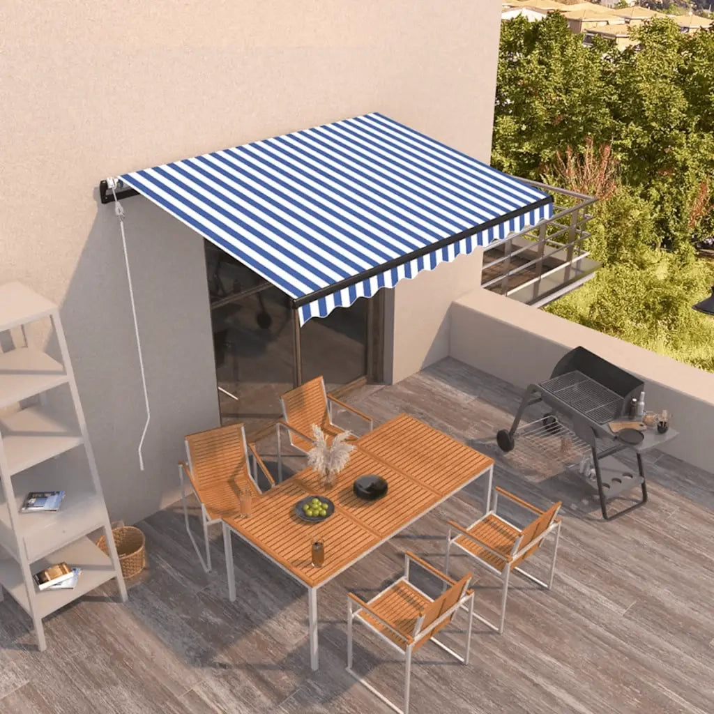 Tenda da Sole Retrattile Automatica 400x300 cm Blu e Bianca