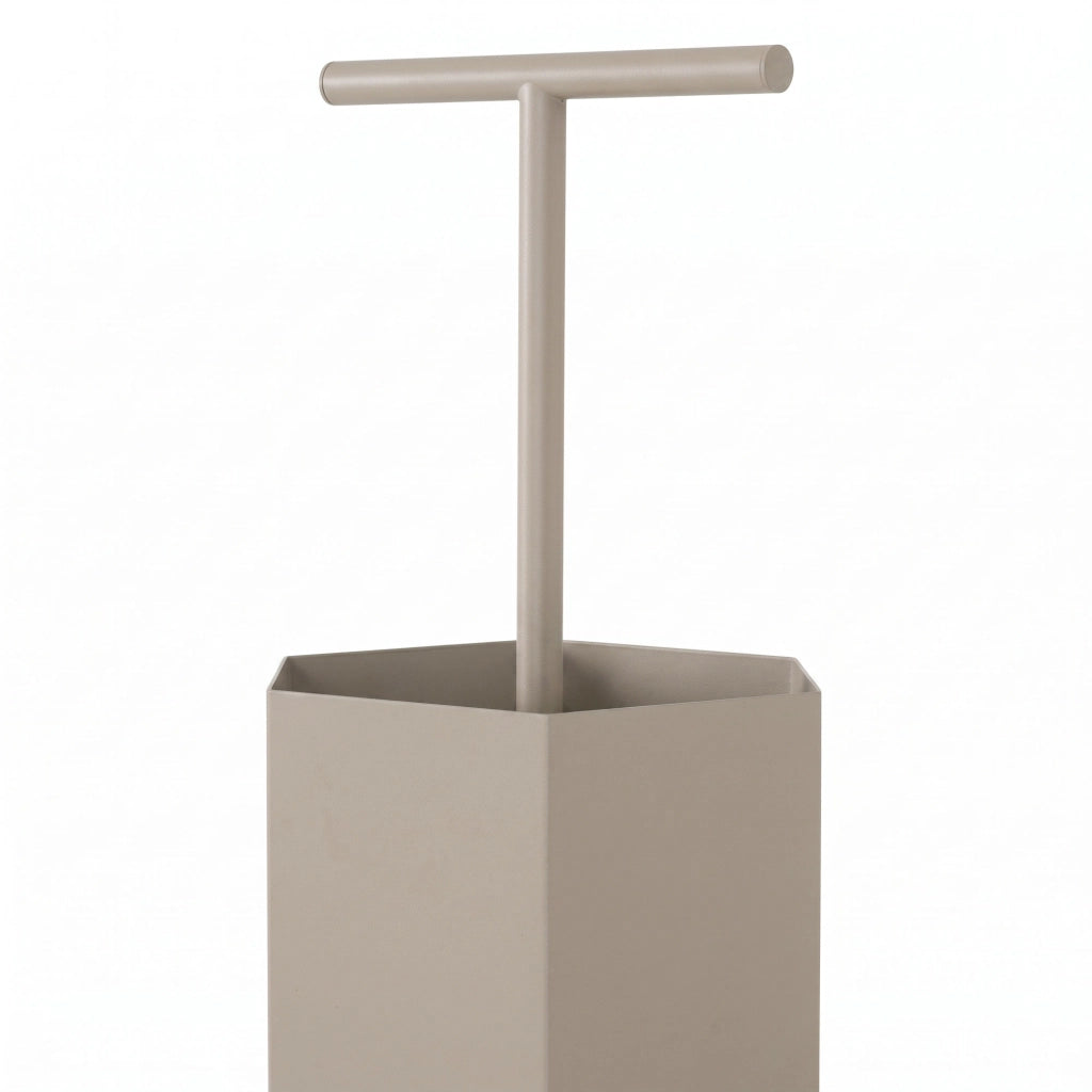 Ohm - Portaombrelli di Design 25x72x22 cm con Feritoia di Svuotamento acqua in Metallo Tortora