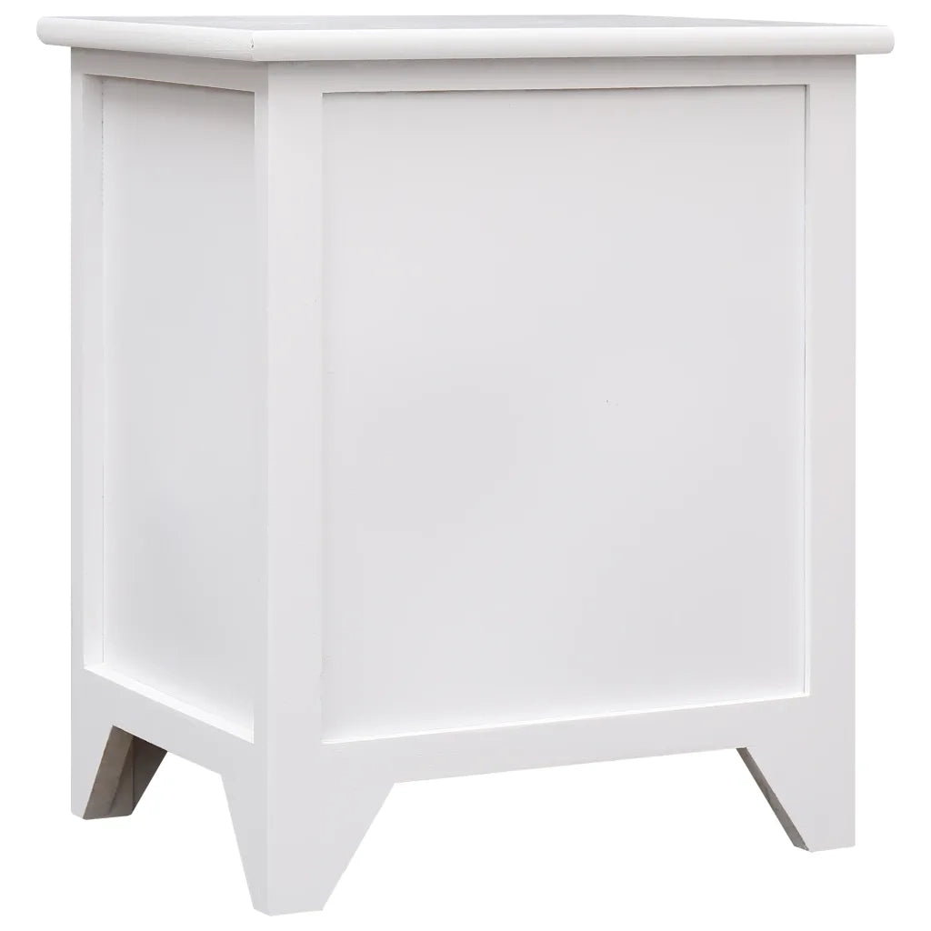 Comodino Bianco 38x28x45 cm in Legno di Paulownia cod mxl 30198