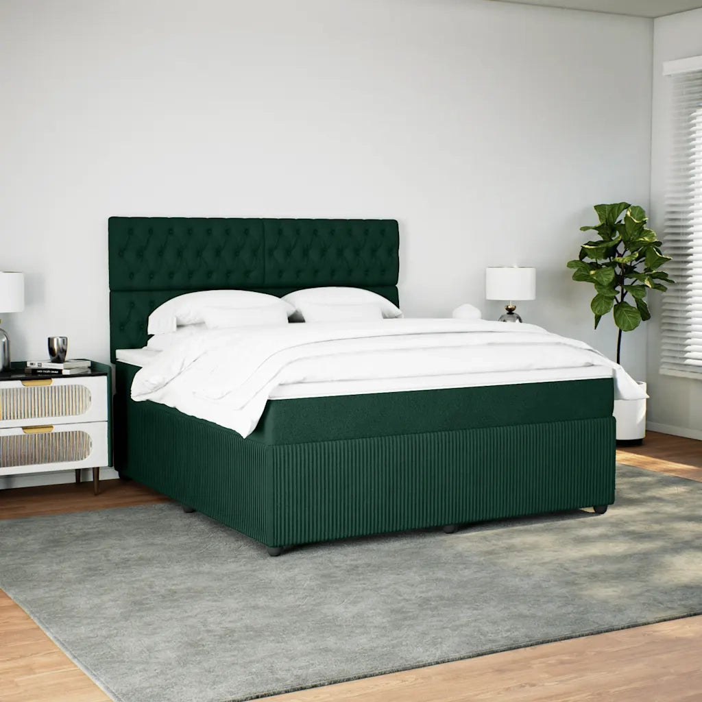 Giroletto a Molle con Materasso Verde Scuro 180x200 cm Velluto 3292415