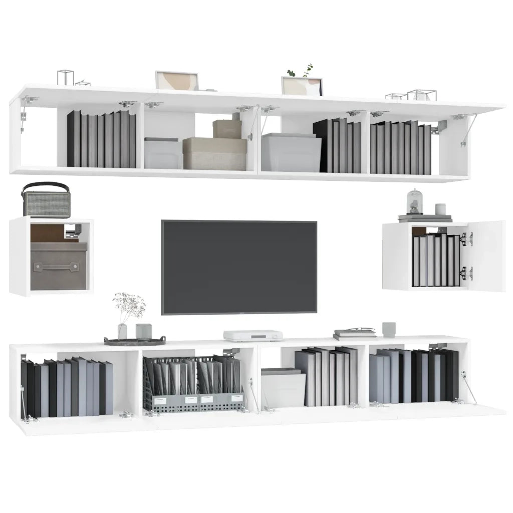 Set di Mobili Porta TV 6 pz Bianco in Legno Multistrato 3114366