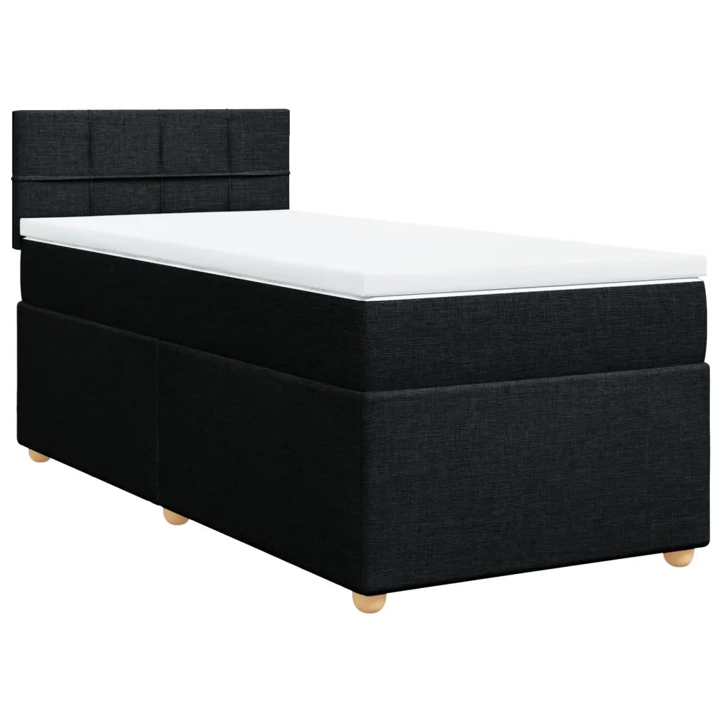 Letto singolo | Letto per adulti | Giroletto a Molle con Materasso Nero 80x200 cm inTessuto
