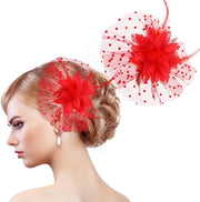 Accessorio capellino vintage anni 20 con fiori - 19 cm - rosso
