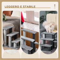Scaletta per Gatti a 3 Gradini 45x40x48 cm in Flanella Grigio