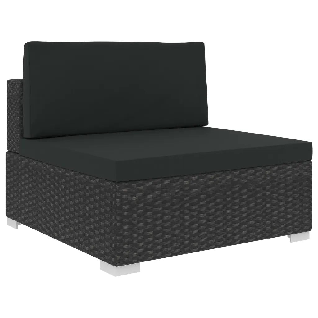 Set Divani da Giardino 6 pz con Cuscini in Polyrattan Nero cod mxl 35425