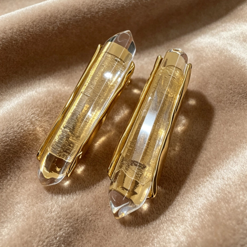 Orecchini unici vintage geometrici in resina trasparente