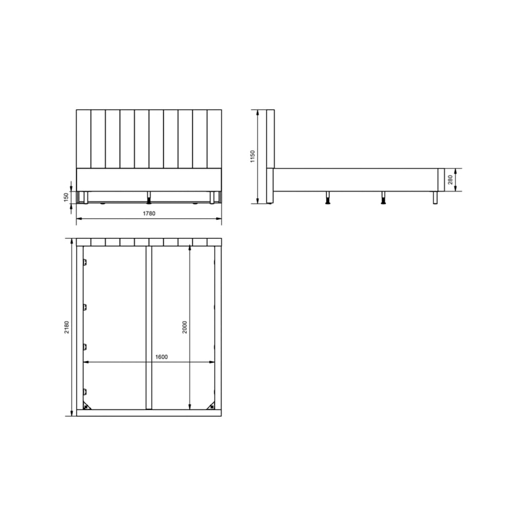 Letto Matrimoniale Exmouth, Letto Matrimoniale Dimensione Materasso 160x200 cm, Beige