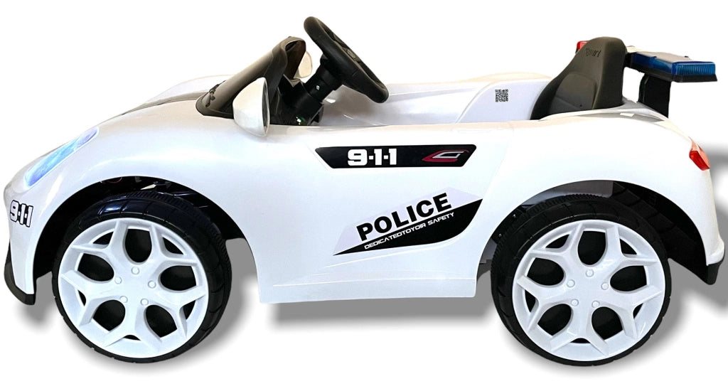 Macchina Elettrica della Polizia per Bambini 6V Police Bianca