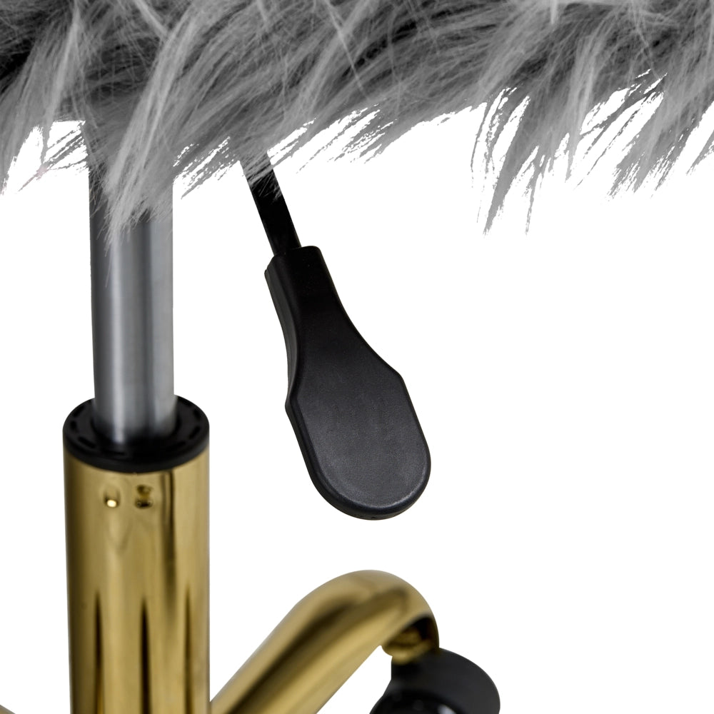 Sedia da ufficio girevole con altezza regolabile in pelle sintetica grigia stile elegante