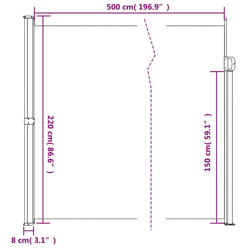Tenda da Sole Laterale Retrattile Crema 220x500 cm