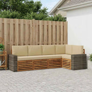 Set di divani da esterno 5 pz Naturale e Beige Poliestere 3384369