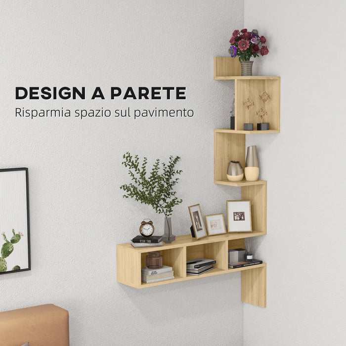 Mensola da Parete 80x20x128,5 cm Ripiani Aperti in MDF Rovere