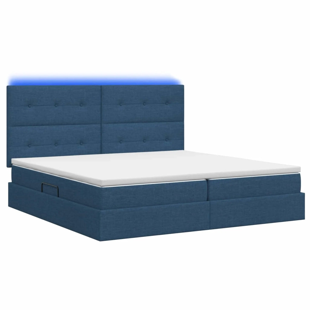Letto con contenitore LED e materasso Blu 200 x 200 cm Tessuto 3459971