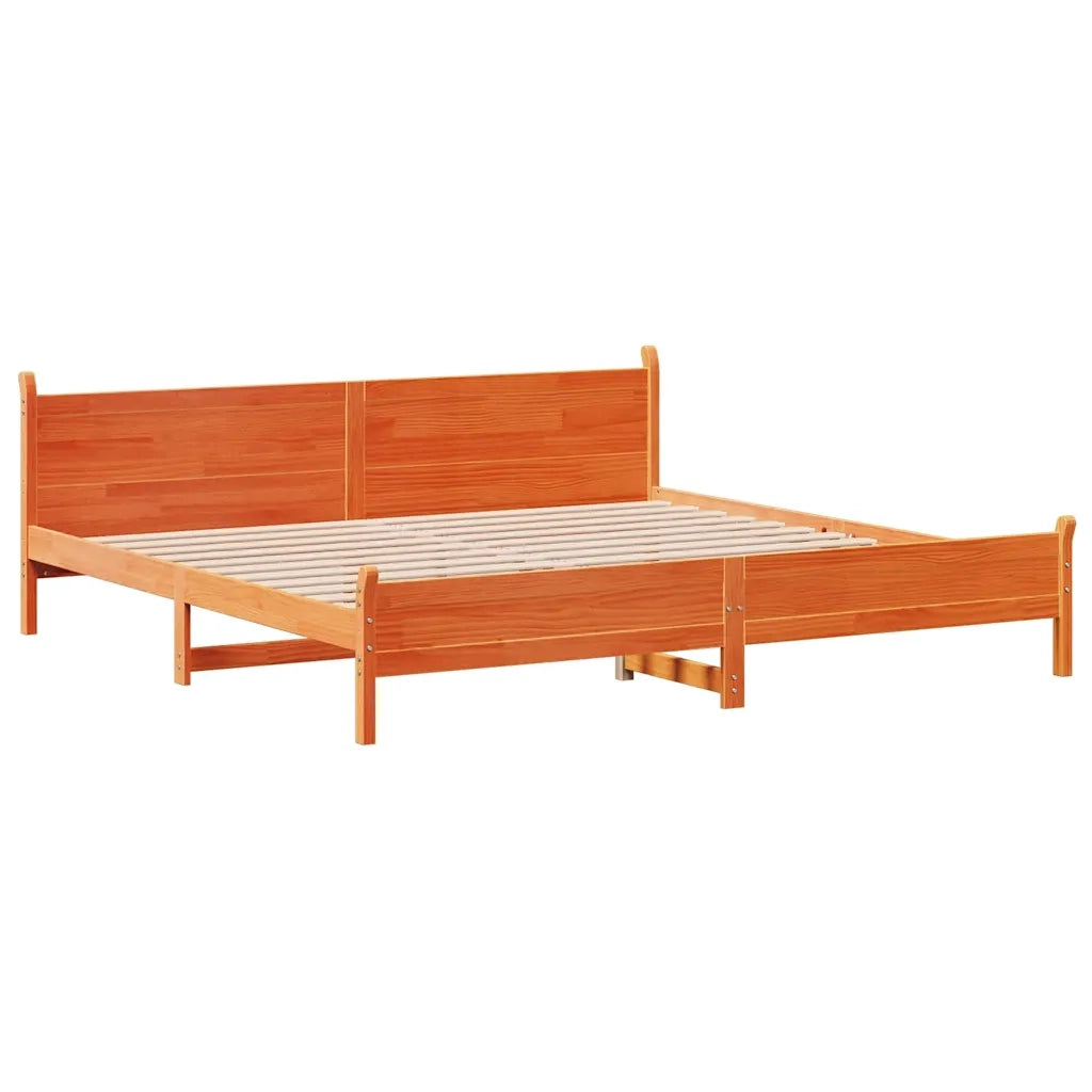 Letto matrimoniale | Letto per adulti | Letto senza Materasso Marrone Cera 200x200 cm in Legno di Pino
