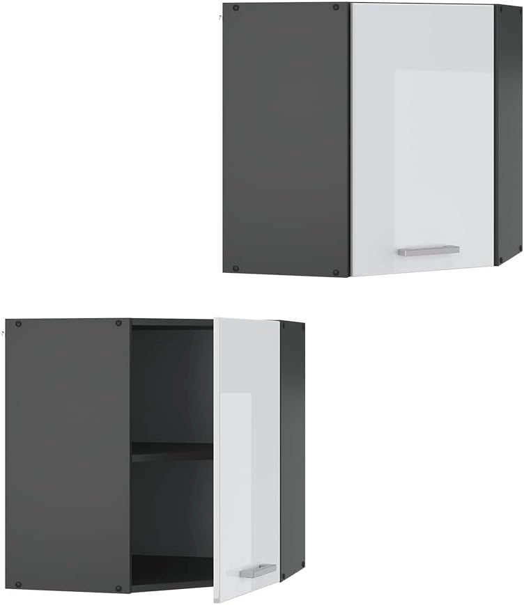 Mobile angolare da cucina R-Line, Bianco lucido, 57 cm, per la libera combinazione all'interno di sistemi cucina modulari