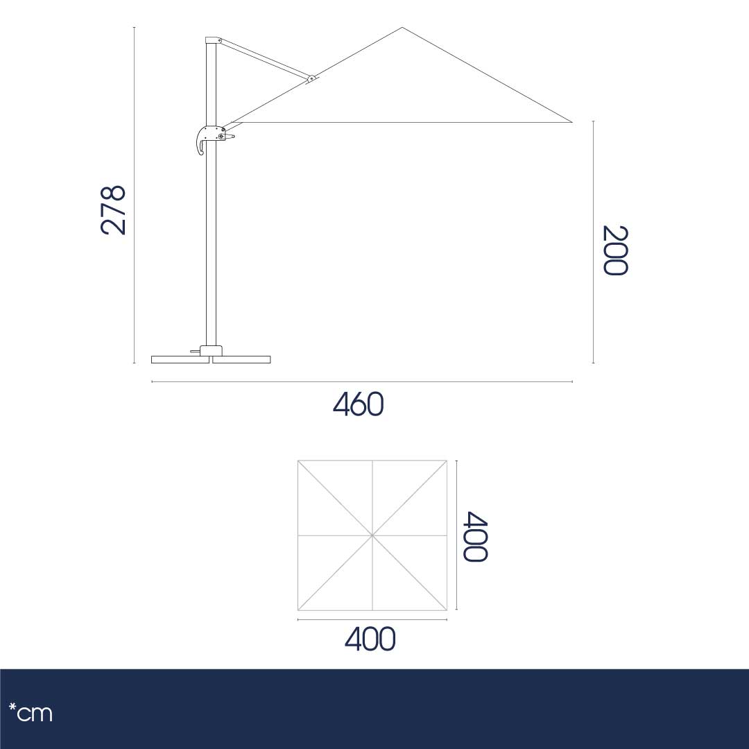 Ombrellone Decentrato da Giardino 4x4m in Alluminio Panna