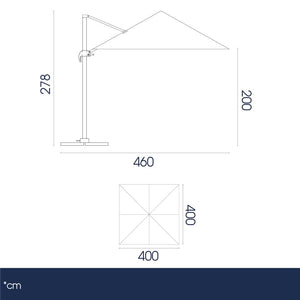 Ombrellone Decentrato da Giardino 4x4m in Alluminio Panna