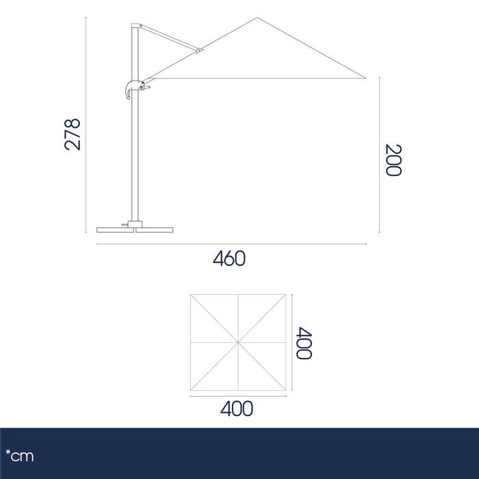 Ombrellone Decentrato da Giardino 4x4m in Alluminio Panna