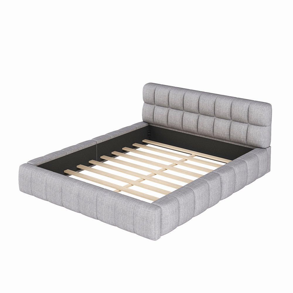 Letto singolo per bambini - Xylo - 140x200 cm - Grigio - Dorso imbottito
