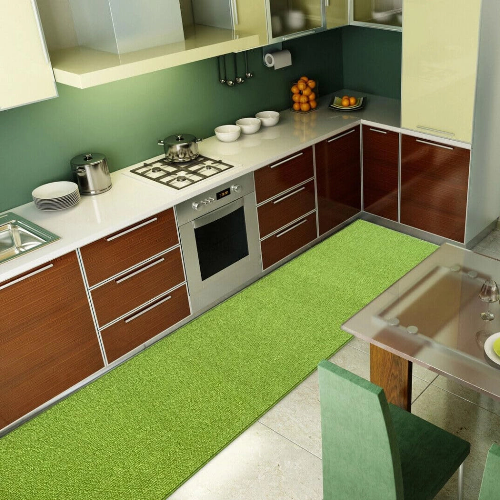 Tappeto Cucina 50x40 cm Tessitura Piatta Antiscivolo Multiuso Corsia Corridoio Made In Italy Verde