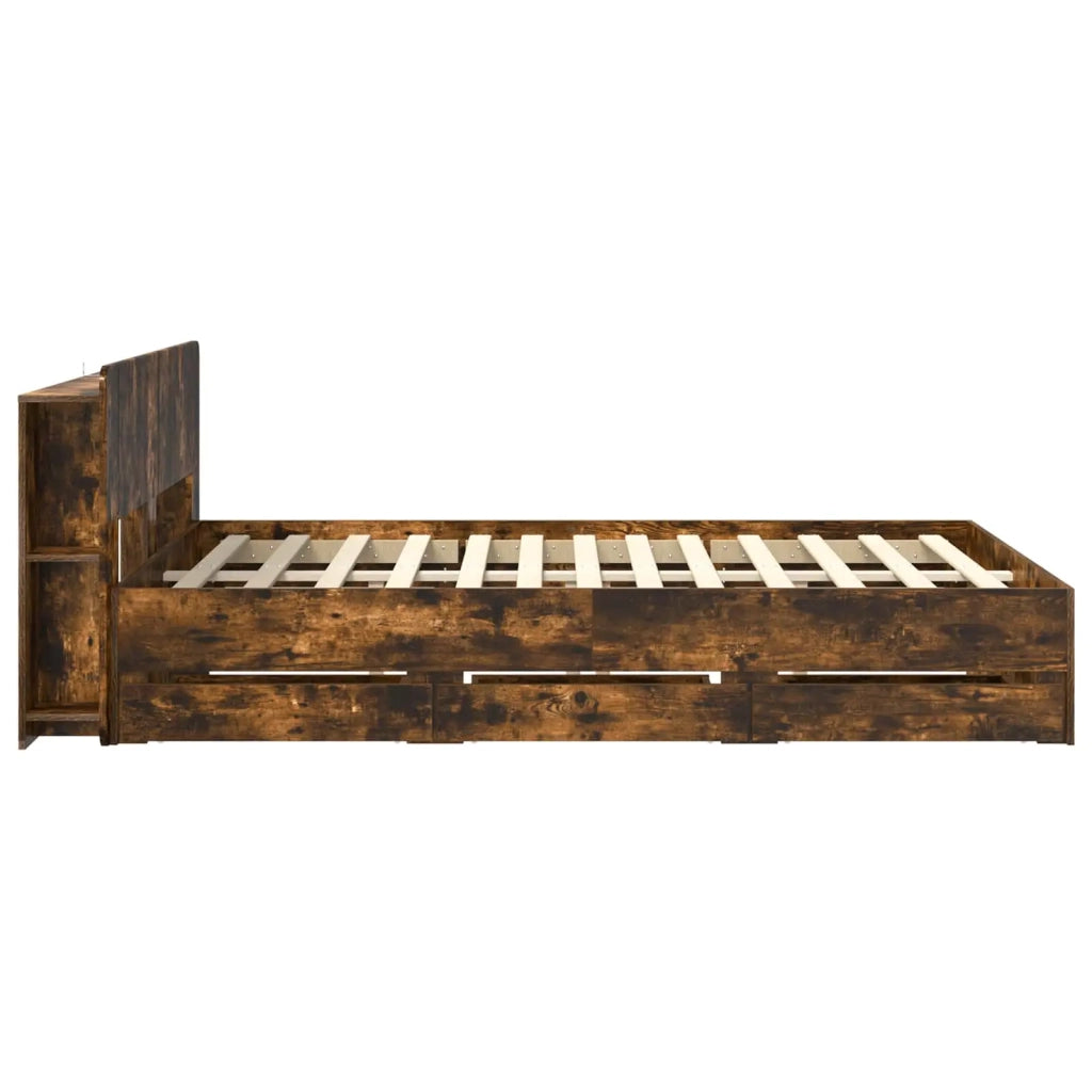Telaio del letto con storage Rovere Fumo 135 x 190 cm