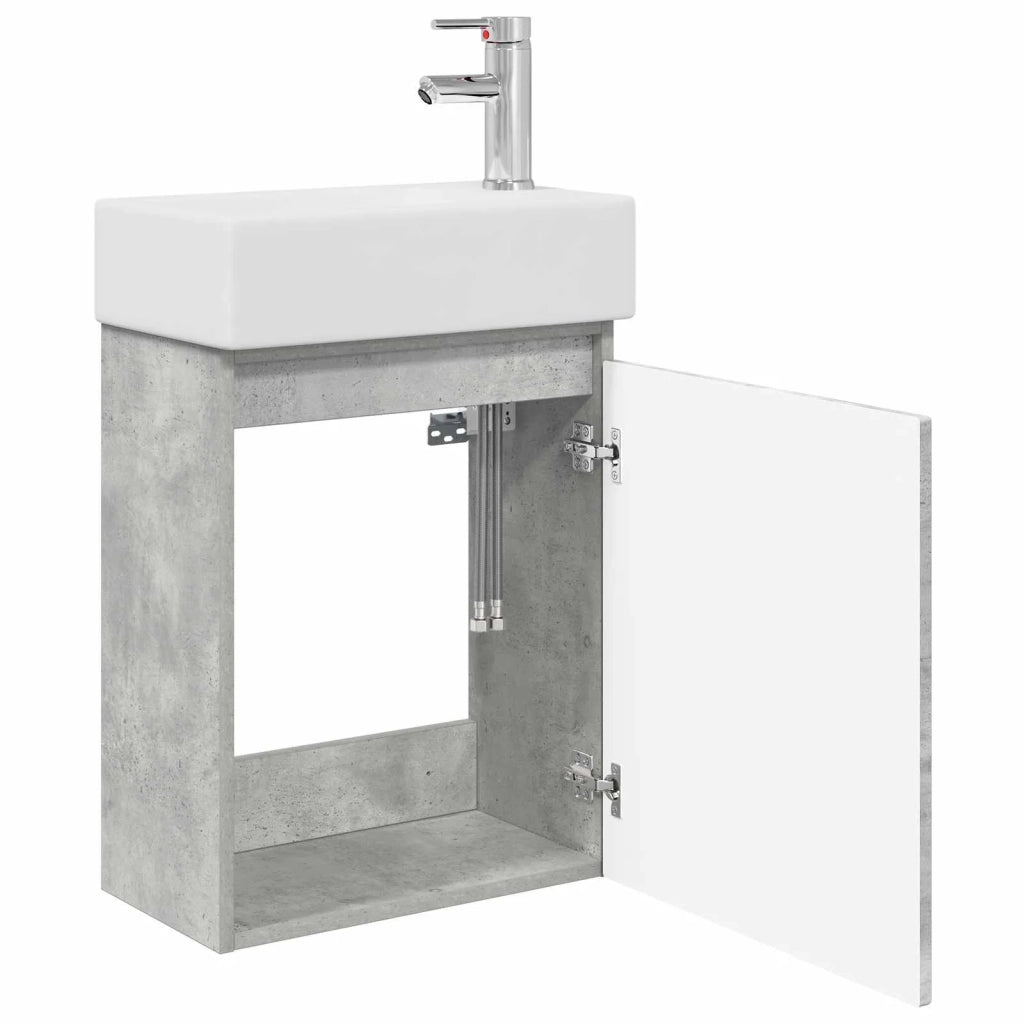 Mobile bagno con rubinetto Grigio Cemento 45,5 x 22,5 x 84 cm 889474