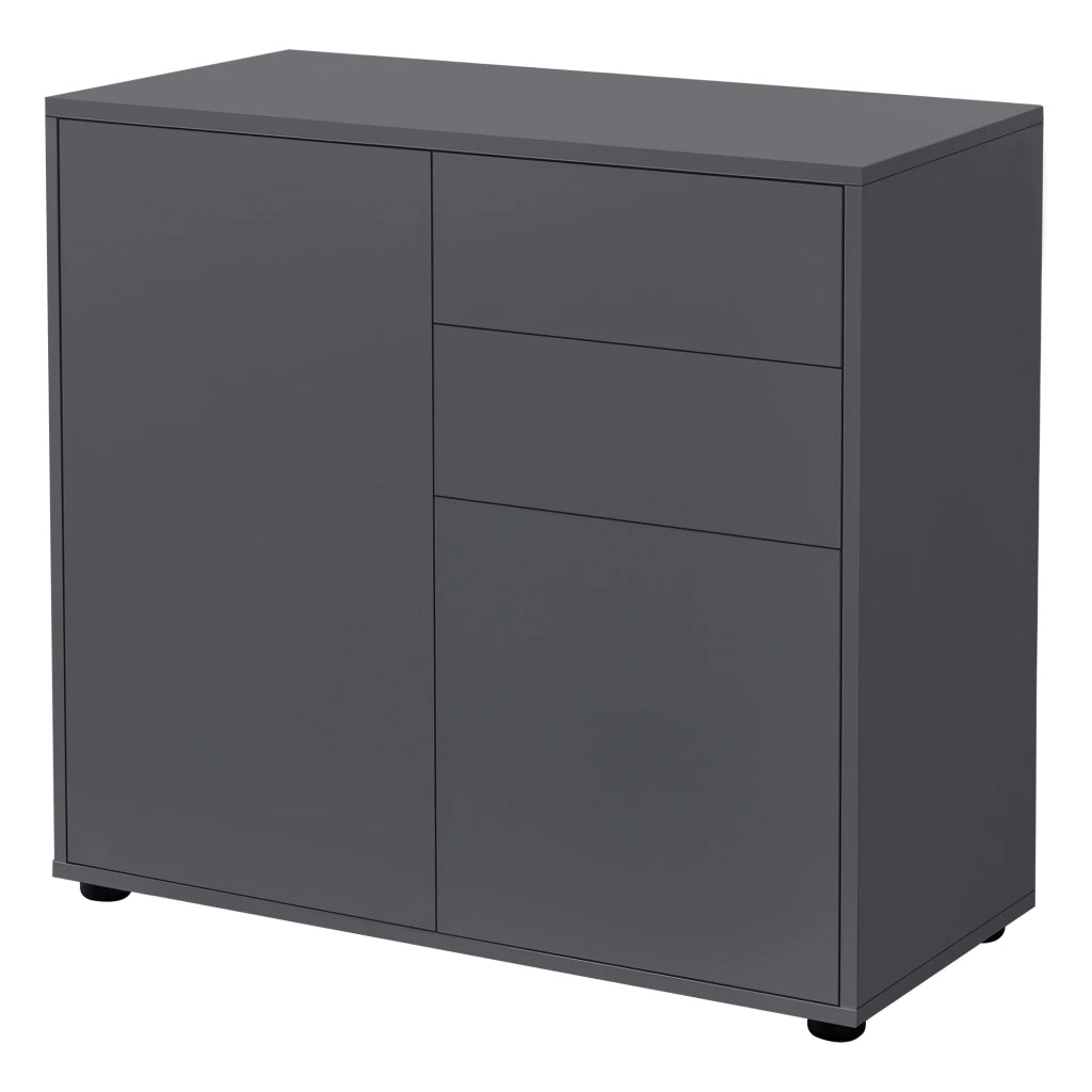Cassettiera con 2 cassetti e 2 ante 74 x 79 x 36 cm grigio scuro opaco 03_0006819