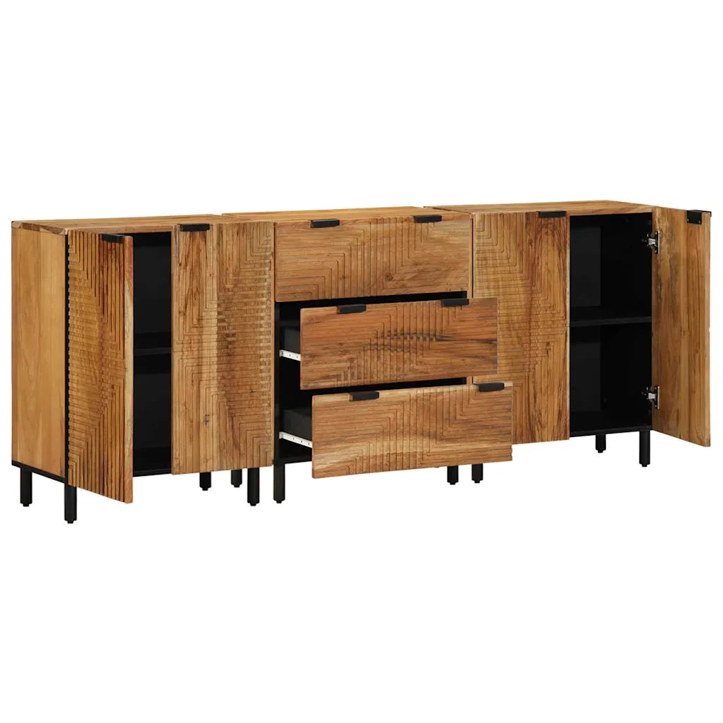 Credenza 3 pcs Marrone 60 x 33 x 75 cm Legno massello di acacia 3310011