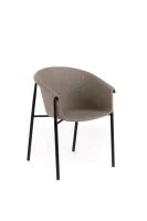 E-STYLO Sedia da pranzo in tessuto tortora con gambe in metallo nero, 58cm X 56cm H. 79cm.