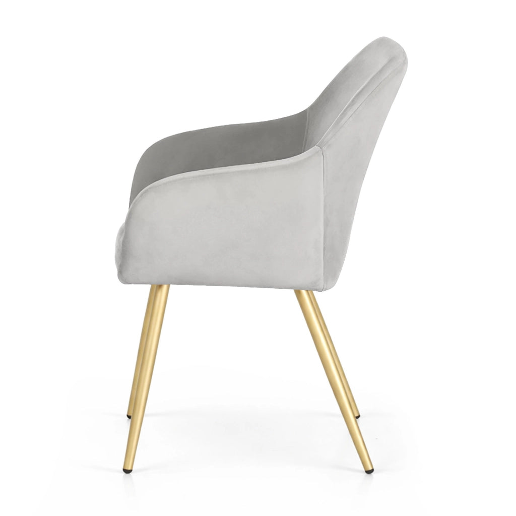 Set di 4 Sedie in velluto liscio ESTELLE Grigio gambe oro